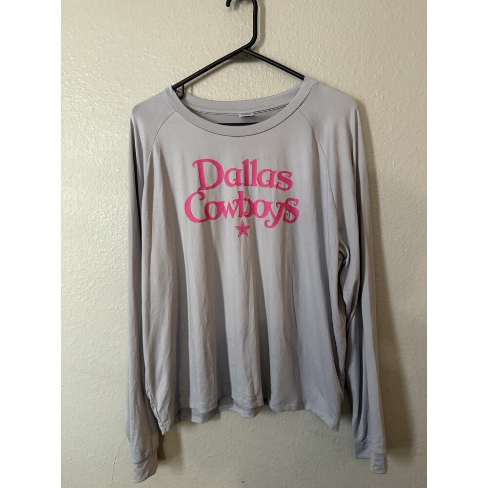 Dallas Cowboys Womens L Sleepwear Long Sleeve Gray Pink NFL Team Apparel